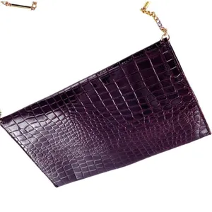 Vintage RINTR leather croc embossed leather envelope shoulder bag. Brown thumbnail 2