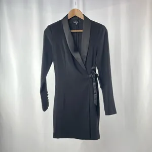 Lulus Style Savvy Wrap Blazer Dress in Black Size Extra Small‎ thumbnail 4