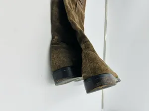 Nine West Taupe Brown Suede Tumble Tall Riding Boots Sz 9 Double Buckle thumbnail 12