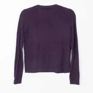 Banana Republic Merino‎ Wool Cardigan Ruffle Front Purple Fitted Sweater Size S thumbnail 6