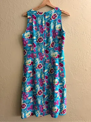 Adrianna Papell Turquoise and Pink Floral Midi Silk Dress thumbnail 2