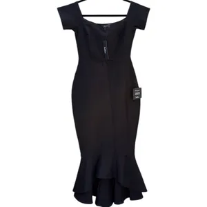 NWT Lulus How Much I Care Off-The-Shoulder Fishtail Midi Dress Black Size Small thumbnail 5
