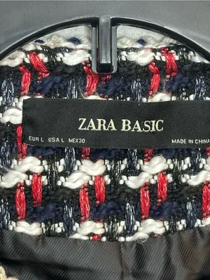 Zara Basic Tweed Bouclé Jacket Women’s L Red Black White Gold Trim Blazer thumbnail 9