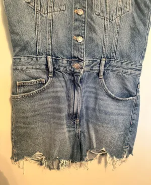 Zara Denim Romper thumbnail 6