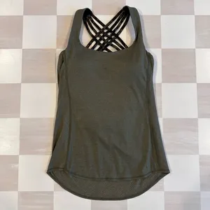 lululemon free to be wild built in bra tank top heathered camo green 4 thumbnail 3