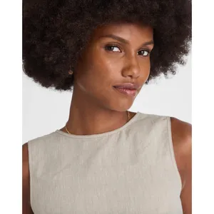 Madewell Linen Pleated Shell Top Sleeveless Minimalist Oat Beige XS NWT thumbnail 5