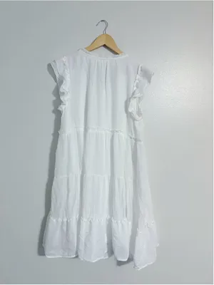 Frye Swing Boho White Flowy Mini Dress thumbnail 4