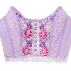 NWT Victoria's Secret DREAM ANGELS Floral Embroidery Purple Strapless Corset Top thumbnail 1