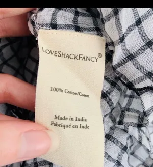 LoveShackFancy Lorelei Charcoal Floral Gingham Plaid Mini Dress Size Large thumbnail 10