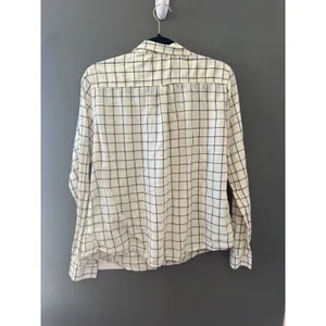 Joe‎ Fresh Womens White Navy Blue Windowpane Check Button Down Shirt Lightweight thumbnail 4