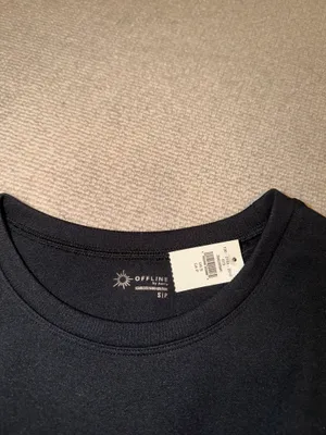 OFFLINE by Aerie Long Sleeve Crop Top Black Small thumbnail 2