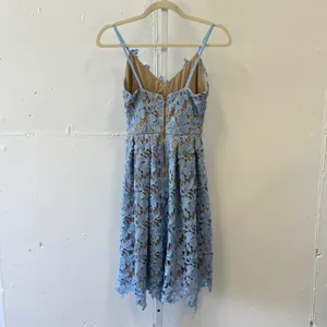 Love Ady‎ Blue Floral Guipure Lace Sleeveless Cocktail Mini Dress A-Line thumbnail 2