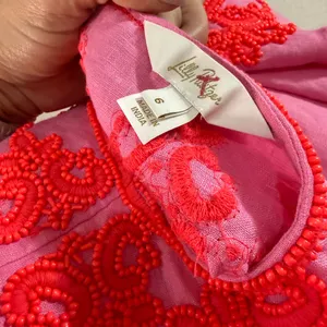 Lilly Pulitzer Pink and Red Embroidered Pajama Set thumbnail 4
