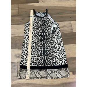 MSK Cream Animal Print Halter Shift Dress Chain Detail Size L New With Tag thumbnail 6