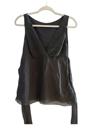 The Limited 100% Silk Gray Babydoll V Neck Tank Top Blouse Size Small thumbnail 1