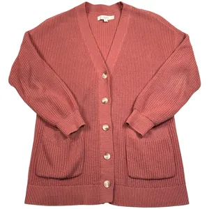 Loft Cardigan Sweater Womens Medium Pink Ribbed Knit Cottagecore Academia Granny thumbnail 2