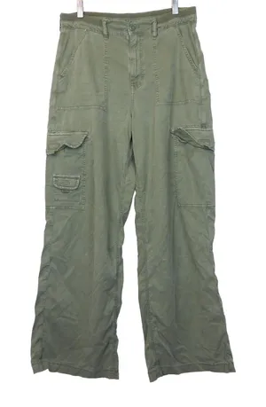 American Eagle Cargo Pants Womens 12 Green High Rise Wide Leg Stretch Utility thumbnail 1