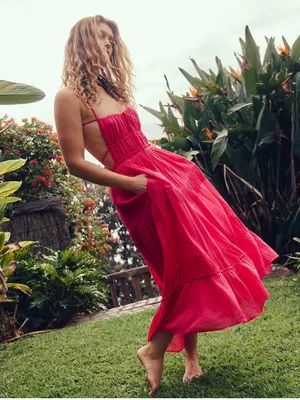 Free People Taking Sides Maxi Dress in Pink L thumbnail 2