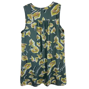 Entro‎ Green Floral Sleeveless Lined Split Neck Crochet Pullover Mini Dress Sz S thumbnail 2