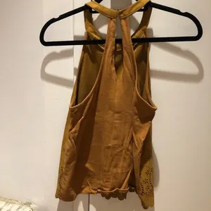 Zara Brown Halter Top Eyelet Detail Faux Suede Look Button Closure Size Small thumbnail 5