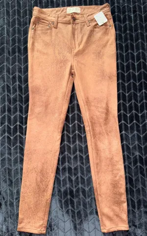 We The Free‎ Brown Faux Suede Skinny Pants Distressed Look Size 27 NWT thumbnail 1