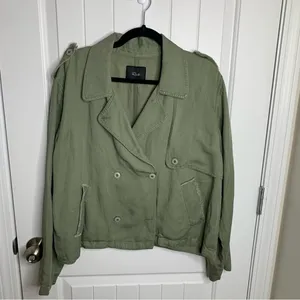 Rails linen blend double breasted green military utility jacket size large‎ thumbnail 7