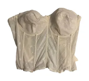 Dominique Ariel Bridal Corset Floral‎ Embroidered Bone White NWT 46DD Coquette thumbnail 1