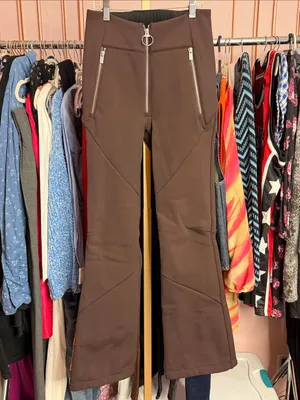 HOLDEN High Waisted Softshell Pants Brown Flare Ski Snow Winter Zip Leg. Size S thumbnail 2