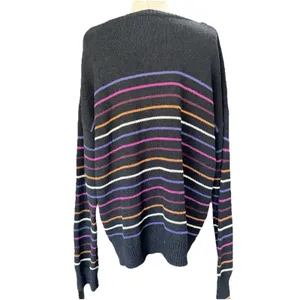 Allison Joy Evereve Multi Striped V-Neck Sweater Womens Colorful Knit Pullover thumbnail 4
