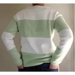 Lauren Ralph Lauren Petite Striped Knit Sweater Women’s Small Green White Cotton thumbnail 2