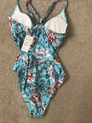 Cupshe Tranquil Blues Floral One Piece Swimsuit—Sz Small—Nwt thumbnail 11