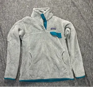 Patagonia Women’s M Better Sweater Fleece Pullover Gray Teal Trim Snap-T Jacket thumbnail 1
