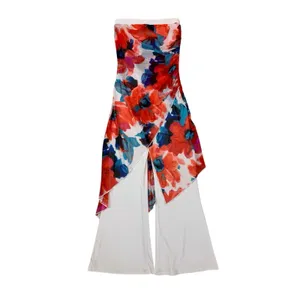 Joseph Ribkoff Floral Strapless‎ Jumpsuit Womens 4 Wide Leg Overlay Dressy thumbnail 2