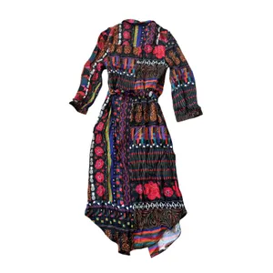 Farm Rio Anthropologie Midi Shirtdress Black Floral Patchwork thumbnail 5