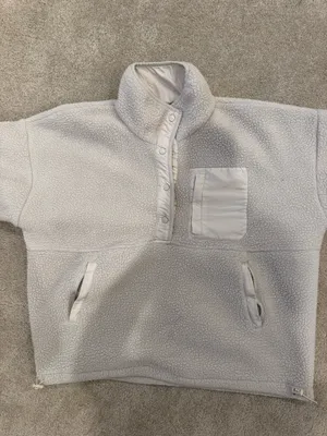 Cream Sherpa Fleece Pullover Tan Size M thumbnail 2