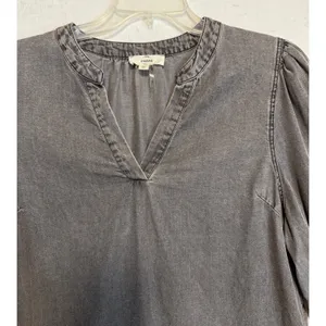 Entro Women's Gray Chambray Tunic‎ Dress Size M Western Chic Prairie Country thumbnail 10