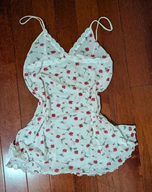 Eberjey Rose Floral Lace Trim Chemise Slip Dress Size M/L thumbnail 1