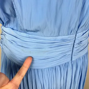 Ramy Brook Maxi Dress Womens 6‎ Blue Belted High Low Pleated Fairy Rebecca Satin thumbnail 9