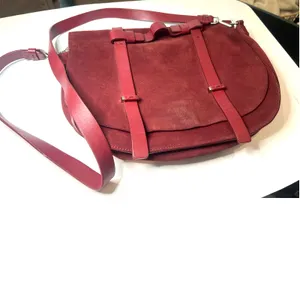 bag crossbody shoulder burgundy suede large Bess Croute messenger flap Ox Blood thumbnail 2