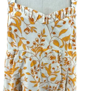 Anthropologie Maeve Sweetheart Mini Dress Floral Print Cream Orange Size XL‎ thumbnail 5