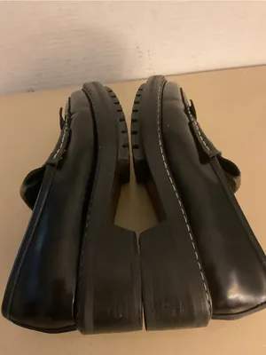 rag & bone women Black Leather platform loafer heel shoes US 7.5 thumbnail 4