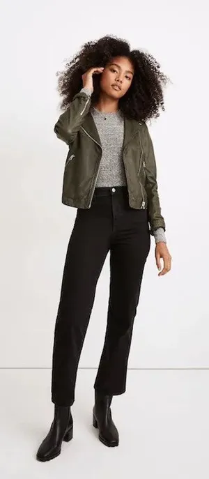 Madewell Slim Wide-Leg Crop Jeans Faded Black Lunar Wash 25/26 thumbnail 1