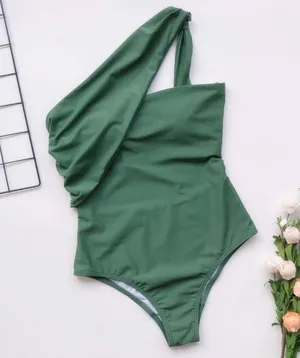 Boutique green one shoulder monokini thumbnail 2