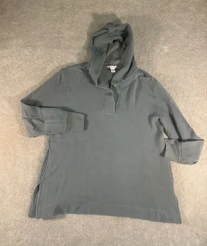 Athleta Sweater‎ Womens M Dusty Blue Hoodie Coaster Luxe Waffle Activewear thumbnail 1