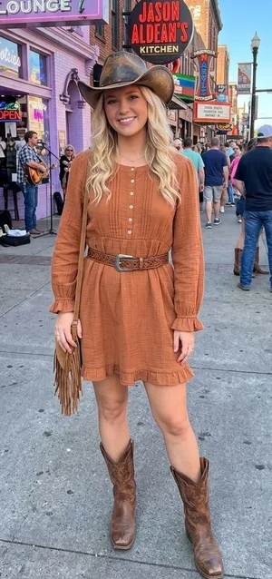 Jodifl Boho Western cotton Mini Dress in terracotta M thumbnail 1