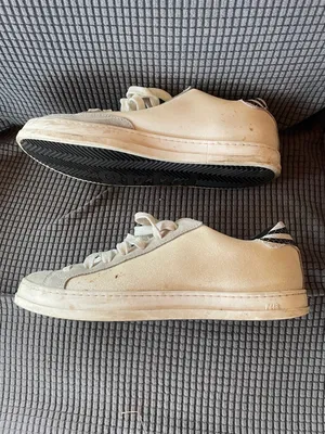 P448 Off-White Suede Low-Top Sneakers with Black Snake-Print Heel Size 40 thumbnail 2