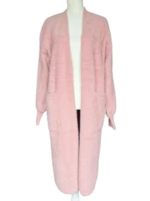 NWT SKIES ARE BLUE‎ Fuzzy Long Sleeve Pink Casey Cardigan Sz S thumbnail 4