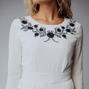Mod Ref Midi‎ Dress Small White Embroidered Boho Resort Beach Bridal Casual thumbnail 3