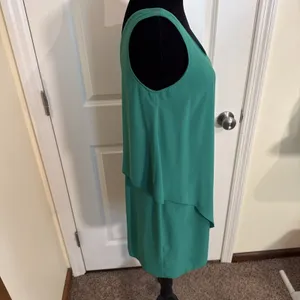 Amanda Uprichard Tie Front Overlay Dress Green Sleeveless Layered Poly Crepe 8 thumbnail 3