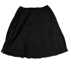 VTG Spenser Jeremy L Tiered Midi Skirt Black Crinkle Lace Trim WhimsyGoth Witchy thumbnail 4